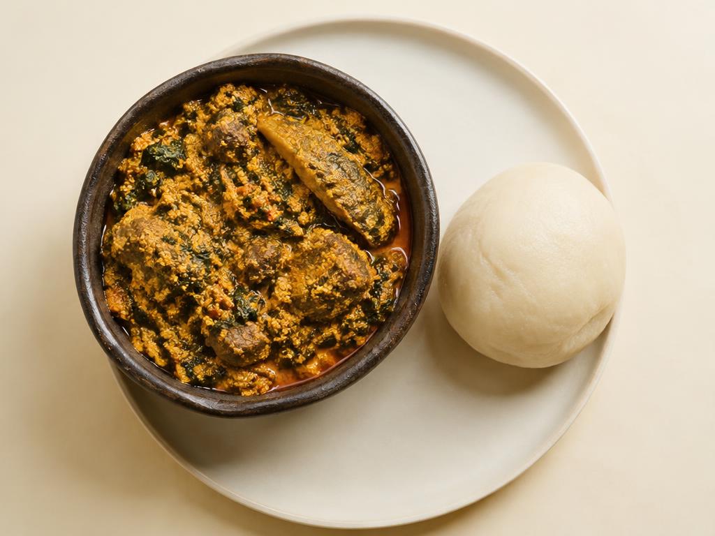 Egusi soup and pounded yam